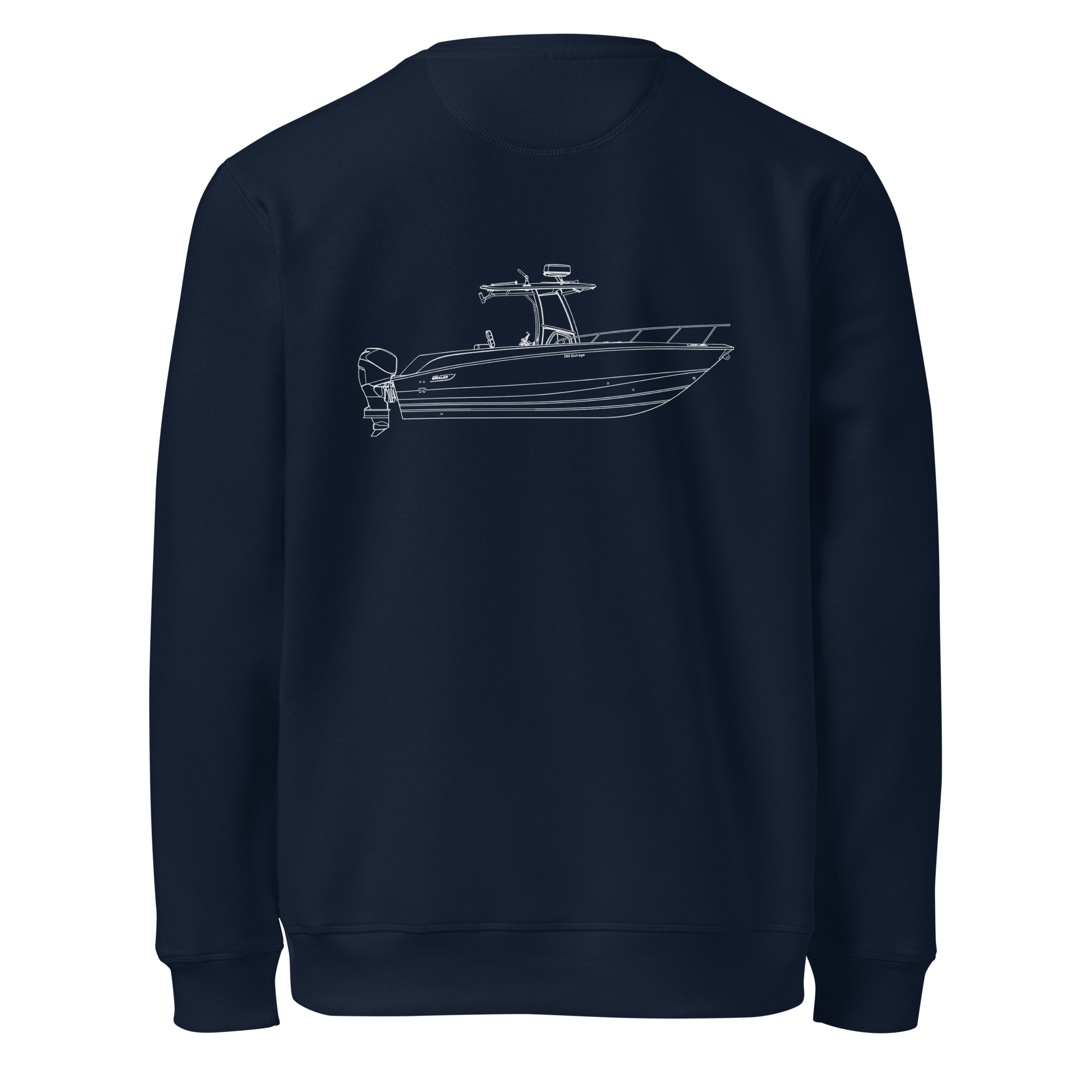 Custom powerboat blueprint sweatshirt - navy back (blueprint)