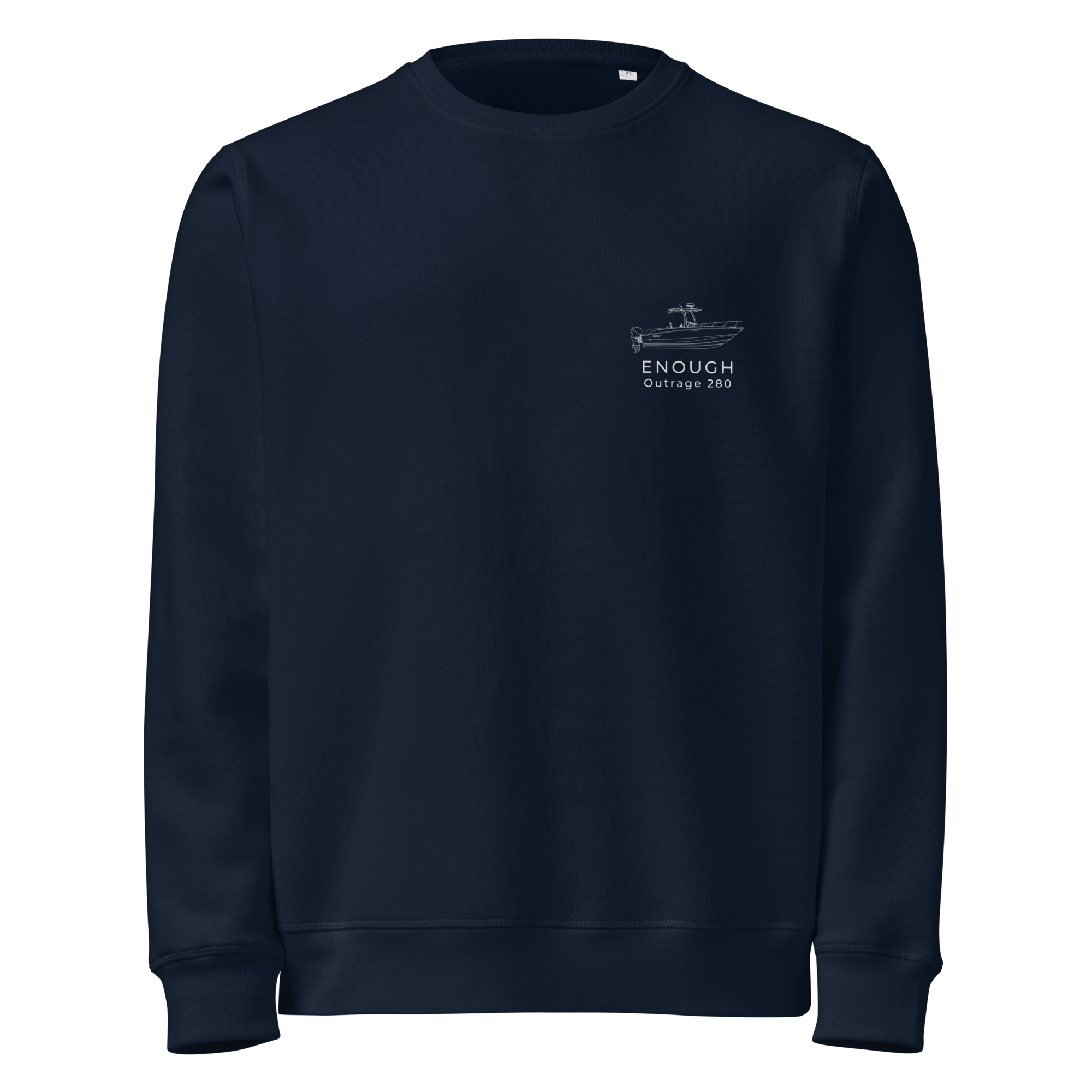 Custom powerboat blueprint sweatshirt - navy front