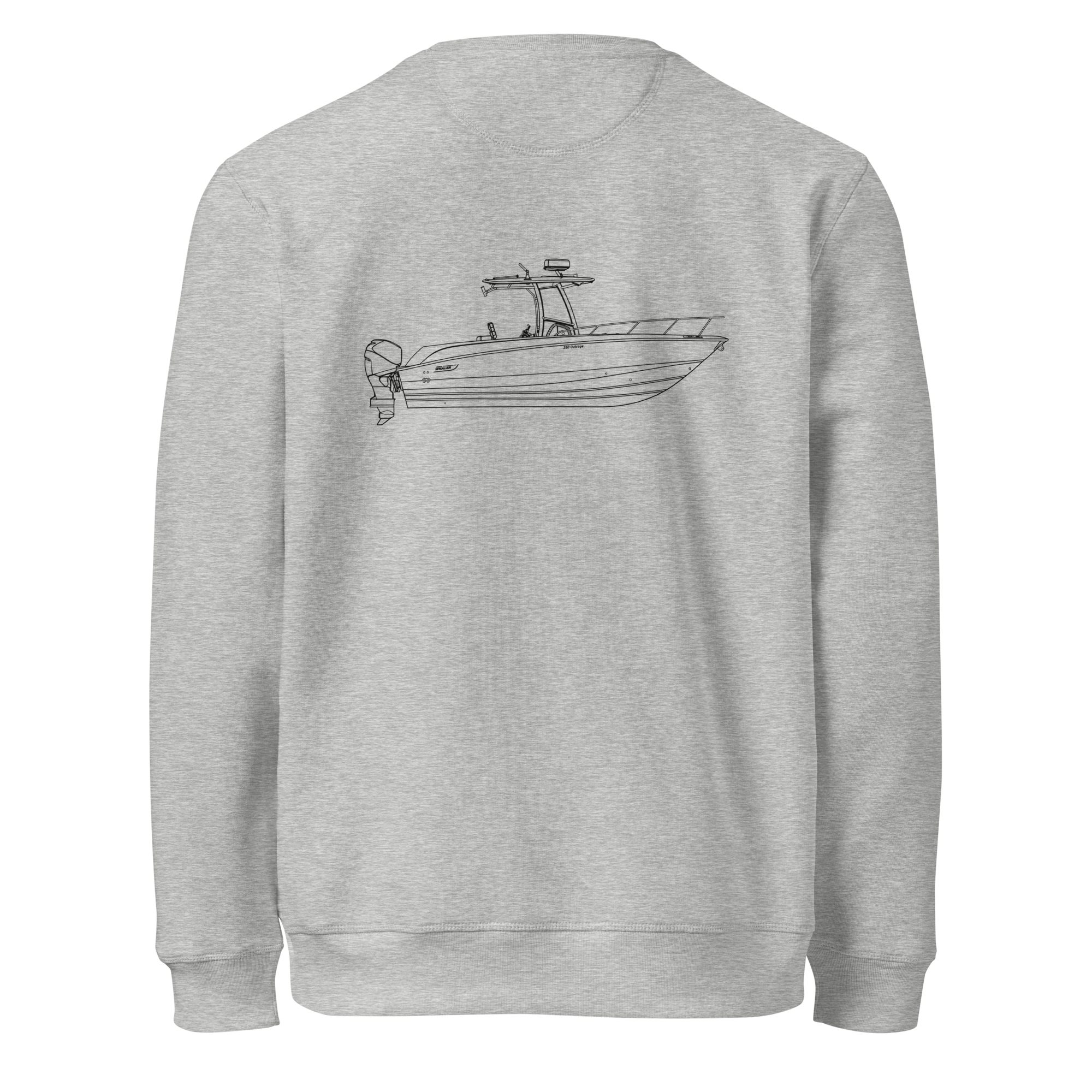 Custom powerboat blueprint sweatshirt - heather grey back (blueprint)