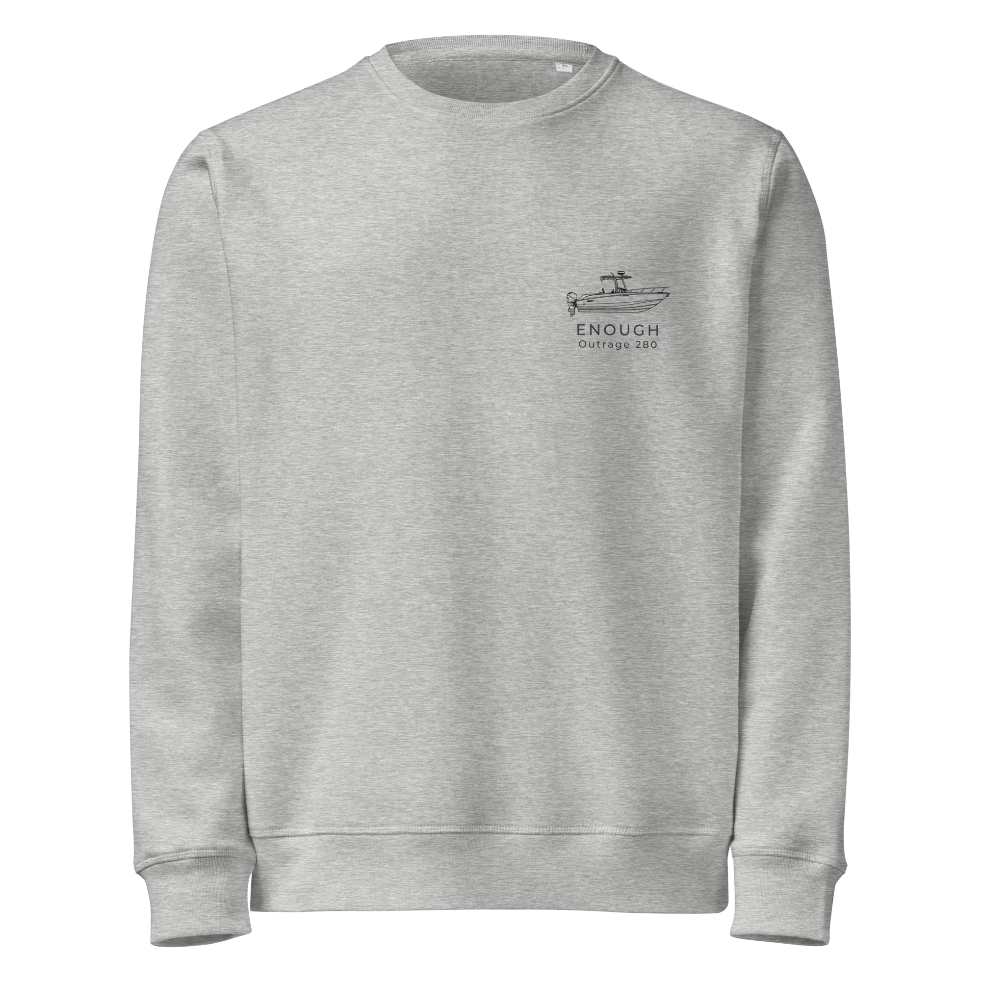 Custom powerboat blueprint sweatshirt - heather grey front