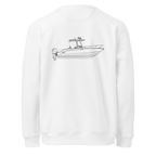 Custom powerboat blueprint sweatshirt - white back (blueprint)