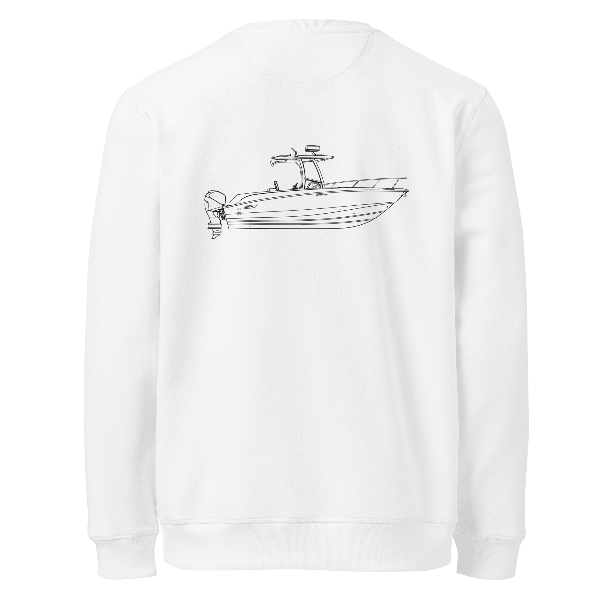 Custom powerboat blueprint sweatshirt - white back (blueprint)