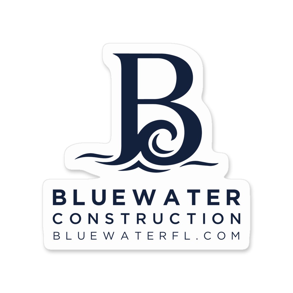 Custom Magnet in White, die-cut with the Bluewater Construction logo