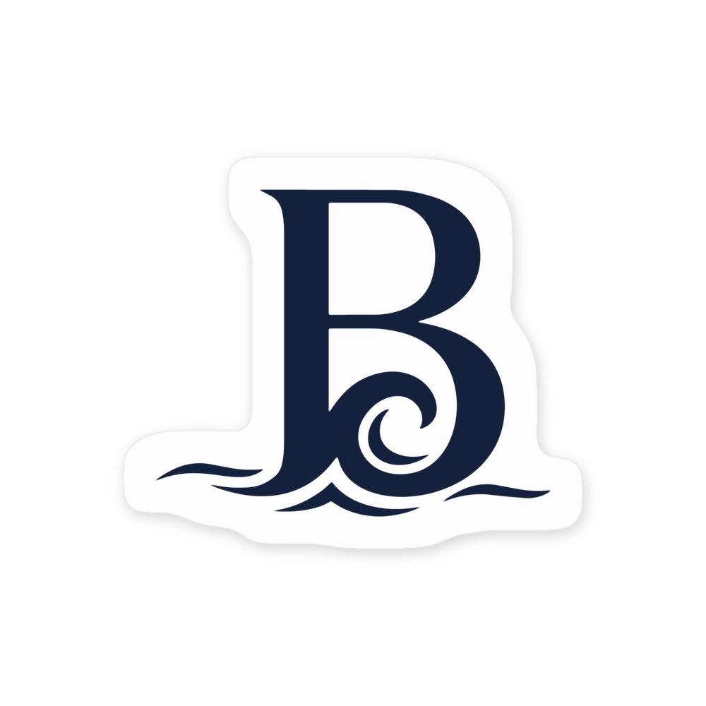 Custom Sticker in White, kiss-cut with the Bluewater Construction B logo